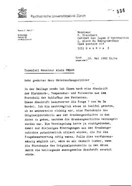 Lettre de K. Ernst au juge d’instruction
