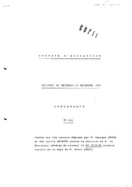 Ordonnance de la Chambre d’accusation du 23 décembre 1983