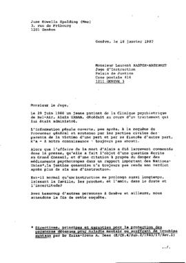 Lettre de June Howells Spalding au juge d’instruction