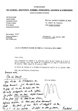 Lettre de Nils de Dardel à Barthold Bierens de Hahn et Christian Nils Robert